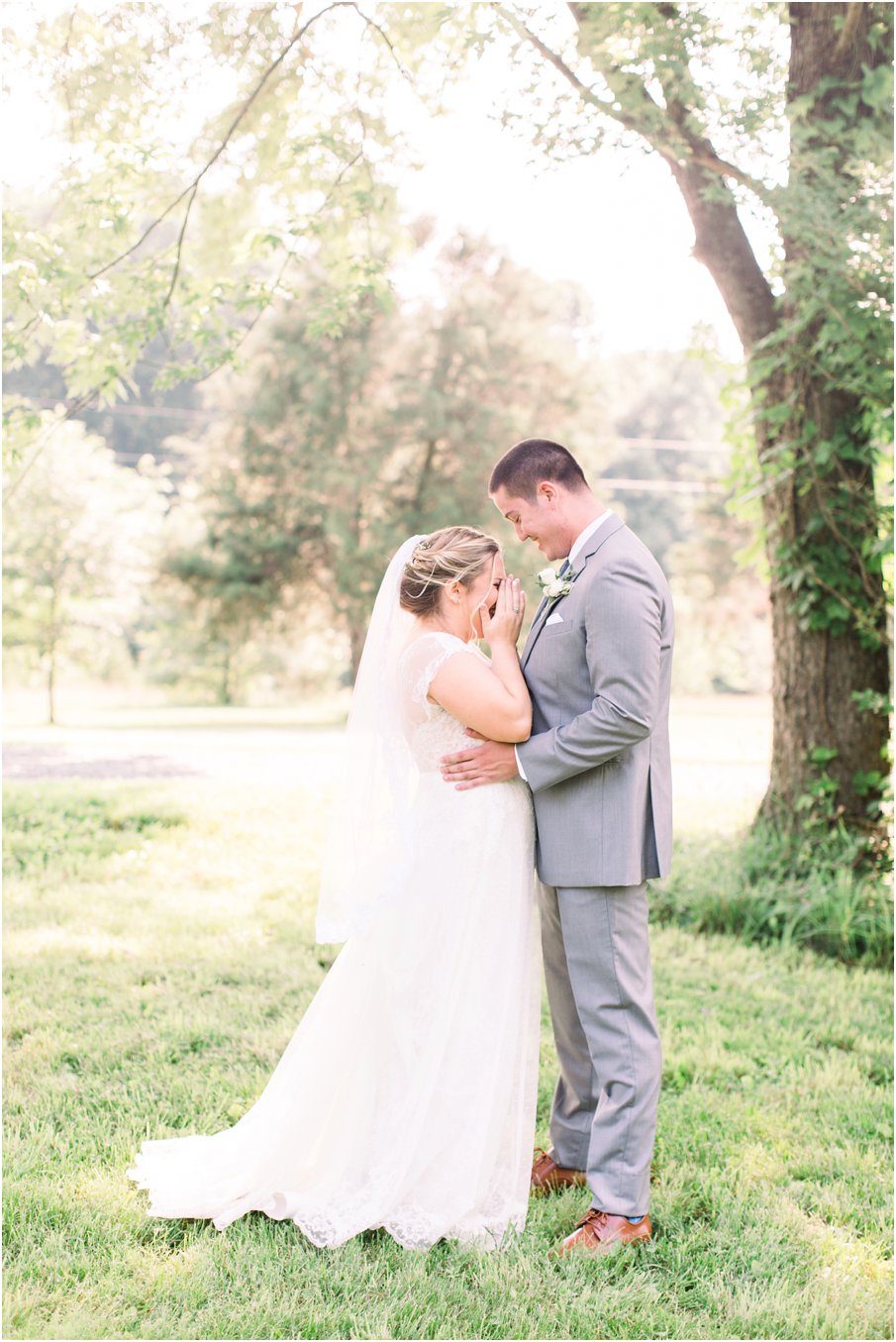 Bride and Groom share an emotional first look before their 48 Fields wedding in Leesburg, VA