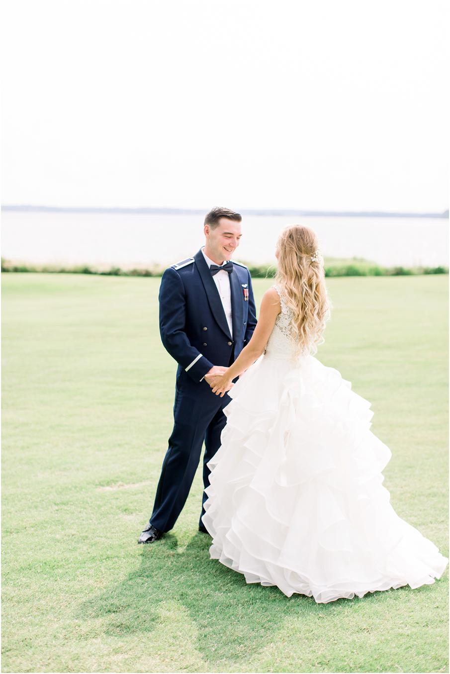 First look between bride and groom at Two Rivers Country Club