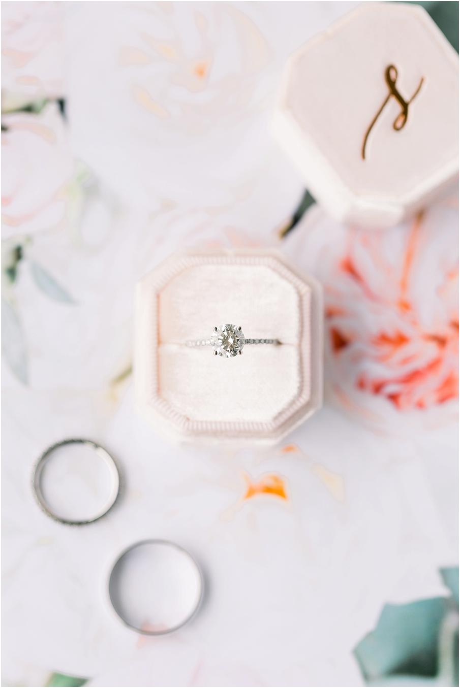 Blush Mrs box with engagement ring photo