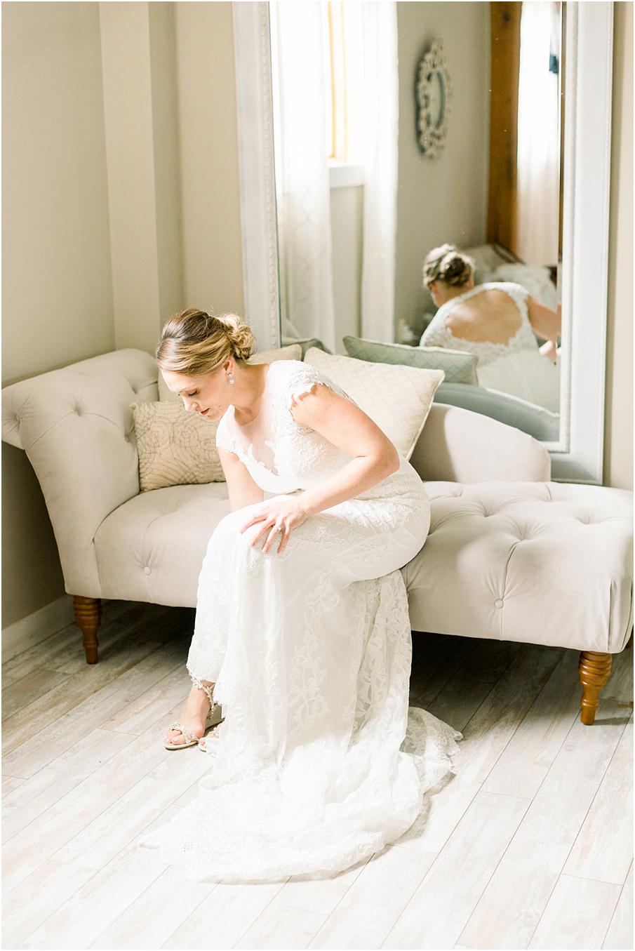 Bride getting ready in bridal suite at Shadow Creek