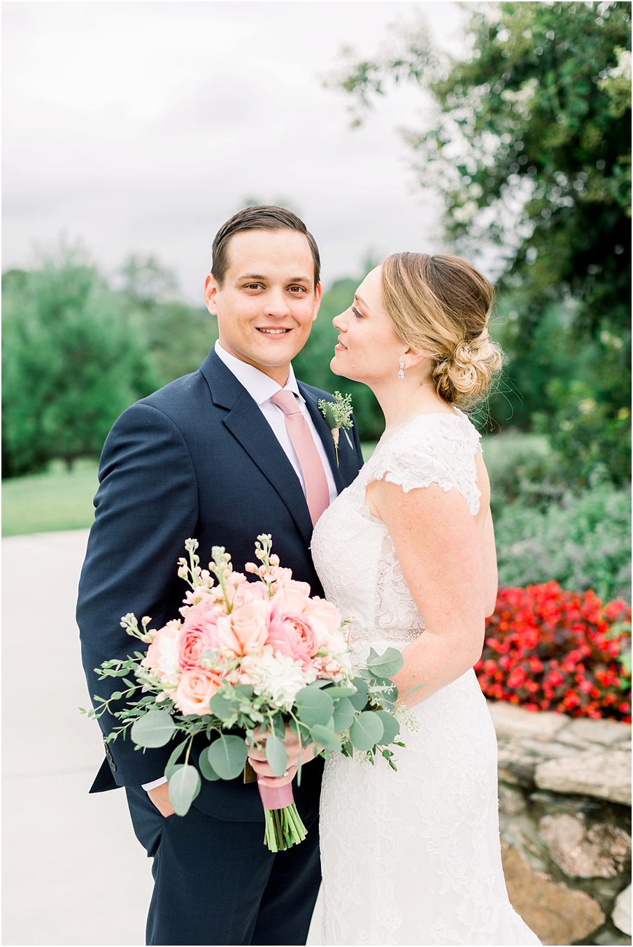 Bride and groom portraits after first look at Shadow creek weddings
